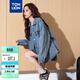 唐獅（TonLion）2025春女前胸字母襯衫型牛仔外套 牛仔藍  M 
