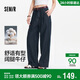 森馬（Semir）牛仔褲女夏半松緊腰純棉寬松闊腿褲腰帶顯瘦高街長(cháng)褲103325124014
