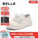 百麗（Belle）可兩穿板鞋女款可愛(ài)蝴蝶結厚底增高休閑鞋B2629CM5 米白色 36 (230mm)