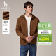 哈吉斯（HAZZYS）男裝 秋冬款簡(jiǎn)約休閑男外套拉鏈開(kāi)衫連帽衛衣男ABTZE0CDX33 棕色BW XL （180/100A 50）