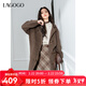 LAGOGO含羊毛復古雙面呢大衣女拉谷谷2024年冬季新中長(cháng)款連帽外套 駝色 M