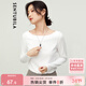 尚都比拉春秋一字領(lǐng)上衣顯瘦長(cháng)袖t恤女寬松高級感內搭打底衫 云白 M 