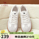 駱駝（CAMEL）德訓鞋女復古撞色皮革拼接厚底休閑板鞋 L25A787002 米白 38