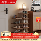 冬木實(shí)木鞋柜客廳迷你置物架小窄門(mén)口入戶(hù)家用簡(jiǎn)易多層小型鞋架子 【加厚】-六層鞋架-胡桃色