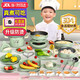 活石（LIVING STONES）兒童迷你小廚房真煮套裝迷你廚房玩具可以做飯7-14歲食品級孩專(zhuān)用 牛油果綠35件【煎鍋+大小2湯鍋】 女孩子六一兒童節禮物7歲8-9-12-13歲加大號可以真炒的