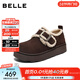 百麗（Belle）復古毛邊雪地靴女冬季新款商場(chǎng)款舒適毛毛鞋勃肯鞋E5N1DDM5 咖啡色-毛里 38
