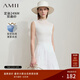 AMII女裝2025夏季新款極簡(jiǎn)純色半高領(lǐng)無(wú)袖修身彈力雙曲紗針織 米白 S
