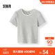 森馬（Semir）短袖T恤女夏季短款蕾絲花邊圓領(lǐng)緊身衣服顯瘦條紋衫102325100007
