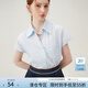 范思藍恩天絲亞麻休閑通勤氣質(zhì)襯衫上衣外套女夏季新款條紋18026 藍色 XS