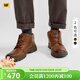 卡特（CAT）新品男士休閑工裝經(jīng)典牛皮高幫鞋 棕色 43