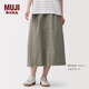 MUJI 女式 水洗 棉 輕便裙長(cháng)半身裙女裙子26年春季女裝 BE20VA6S 煙熏綠色 M （160/66A）