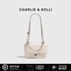 CHARLIE&KELLI品牌 CK輕奢包包女包串珠復古菱格鏈條小方包生日禮物送女友老婆 米白色【母親節生日情人節520禮物】