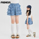 優(yōu)優(yōu)1點(diǎn)（Yoyo one）女童牛仔短褲夏季2026新款洋氣兒童運動(dòng)五分褲子大童夏裝女孩裙褲 6018藍色 140 cm