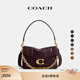 蔻馳（COACH）新款女士Chain Tabby菱格紋絎縫26號鏈條斜挎包真皮女包 B4/黑色 紅醋栗色