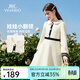 英氏（YEEHOO）女童連衣裙兒童裙子春季新款時(shí)尚翻領(lǐng)學(xué)院風(fēng)公主裙中大童裝女孩 圣誕假日-白色 120