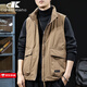 CANELIN KISKHA90白鴨絨冬季工裝馬甲羽絨服男士2025新款潮牌無(wú)袖大碼保暖外套潮 卡其 XL