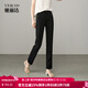 婭麗達高彈薄款休閑直筒褲女夏季新款九分褲子百搭顯瘦黑色西裝褲 黑色(A0) 29