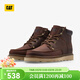 卡特（CAT）馬丁靴工裝靴男鞋舒適牛皮革鞋面戶(hù)外復古高幫短筒鞋子男P7658 棕色 43