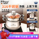Fofana德國316不銹鋼湯鍋雙層蒸煮一體蒸鍋煮鍋家用燃氣灶磁電磁爐通用 26cm【316材質(zhì)】湯鍋+蒸籠 26cm