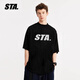 STA國潮ins幻影l(fā)ogo重磅寬松夏季短袖情侶裝休閑潮流基礎涼感T恤男士 黑色 L