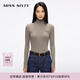 MISS SIXTY2025秋季新款羊毛羊絨針織衫女高領(lǐng)緊身長(cháng)袖簡(jiǎn)約刺繡 摩卡棕 S
