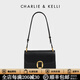 CHARLIE&KELLI CK品牌包包女款2026新款金屬扣腋下小方包單肩斜挎包生日節禮物 黑色【母親節生日520情人節禮物】