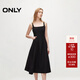 ONLY夏季休閑百搭方領(lǐng)修身中長(cháng)款吊帶連衣裙女|124207134 H1Z 黑色 S (160) 80A