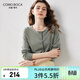 科蒙博卡2024秋季桑蠶絲氣質(zhì)針織開(kāi)衫女圓領(lǐng)純色休閑百搭上衣 灰綠色 M