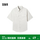 森馬（Semir）短袖T恤男裝純棉襯衣外套戶(hù)外工裝做舊水洗夏季上衣時(shí)尚百搭 香草白10711 S