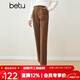 百圖betu女裝秋冬新款休閑褲燈芯絨哈倫褲高腰休閑褲女2310T85 咖啡色 XS