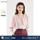 詩(shī)凡黎（‘S EIFINI）詩(shī)凡黎襯衫法式氣質(zhì)襯衣女2024春夏新款圓領(lǐng)紐扣褶皺通勤燈籠袖 粉色 S 建議80-105斤選擇