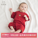 乖奇熊寶寶純棉連體衣夏季薄款紅色滿(mǎn)月衣服嬰兒短袖哈衣爬服周歲 番茄紅 80cm