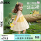 ASK JUNIOR女童連衣裙夏裝無(wú)袖拼接撞色公主裙寬松圓領(lǐng)兒童裙子 黃色 110