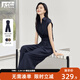 對白設計感交叉綁帶連體褲女2026夏新款時(shí)髦通勤氣質(zhì)連體衣闊腿褲 藏青藍 M
