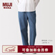 MUJI 女式 水洗 牛仔 錐形褲 女款 長(cháng)褲牛仔褲女裝 26年春季 BE1VNA6S 藍色 L (165/70A)