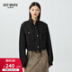 深呼吸DEEP BREATH女裝百搭立領(lǐng)寬松短款純棉工裝夾克外套女A400688 黑 L (4)
