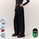 CHUU磨破闊腿牛仔褲女【張淼怡同款】2026春新品寬松內拉絨保暖長(cháng)褲 黑色2 (加長(cháng)版) 28