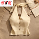 雅鹿品牌新款辣妹掛脖時(shí)尚感別致吊帶背心女夏季內搭外穿美背顯瘦上衣 白色[高質(zhì)量] L 105-120斤