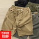 日系休閑短褲男士寬松大碼潮流純棉中褲工裝外穿潮牌運動(dòng)五分褲男 卡其色 3XL