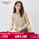科蒙博卡2026春夏新款亞麻背心女無(wú)袖修身針織衫內搭拉鏈上衣 香草米 2XL
