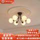 帝贊美式客廳吸頂燈復古餐廳大廳吊燈中古vintage現代簡(jiǎn)約臥室燈具 【6頭】奶白直徑69cm-三色光