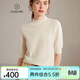 帕什 羊絨衫女100%山羊絨秋冬新款半高領(lǐng)短袖百搭針織毛衣 MC-210 潔白色 L