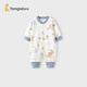 童泰嬰兒連體衣春秋季純棉新生兒衣服寶寶休閑外出哈衣爬服藍色80cm