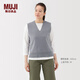 MUJI女式 米蘭諾羅紋編織 背心 針織女裝上衣馬甲25年冬季 BA1QPA5A 淺灰色 L (165/88A)