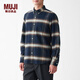 MUJI MUJI 男式 新疆棉 法蘭絨 格紋紐扣領(lǐng)襯衫 ACB79C0A 深海軍藍X格子 S