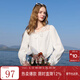 三彩2025秋季新款系帶蕾絲V領(lǐng)寬松襯衫長(cháng)袖襯衣上衣氣質(zhì)M 云朵白 M 160/84A