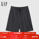 GAP男裝春季款法式圈織軟松緊腰印花logo寬松短褲720736 灰黑色 2XL (185/92A) 亞洲尺碼