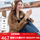 百圖（betu）女裝冬季新款毛呢外套中長(cháng)款底面格子呢羊毛大衣女2510T15 駱駝色 L
