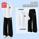 名創(chuàng  )優(yōu)品（MINISO）運動(dòng)套裝男新款夏季休閑t恤衣服短袖男款冰絲直筒褲子涼感兩件套 白色(mt爽朗微笑)+黑色 XL /180(懶人福音)