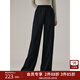衣香麗影針織醋酸休閑褲新款寬松直筒闊腿褲子加長(cháng)東方簡(jiǎn)奢風(fēng) 黑色-常規 L